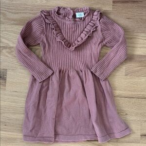 Hust and Claire Danish brand mauve pink cotton blend dress ruffle detail sz 3yr